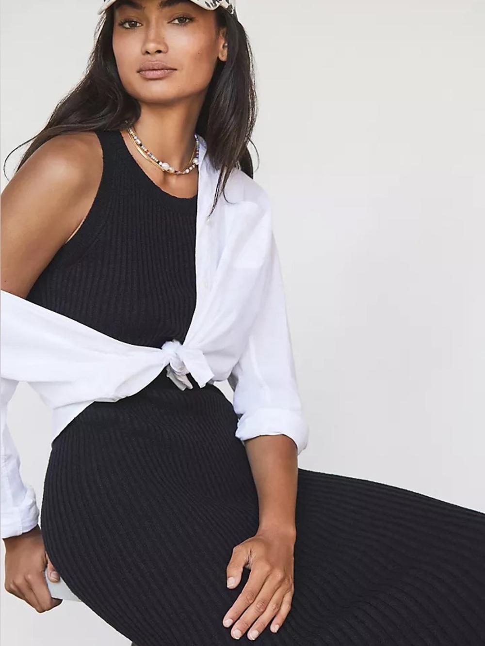 ANTHROPOLOGIE Saturday Sunday Elle Knit Maxi Dress Open Cross Back in Black - XS